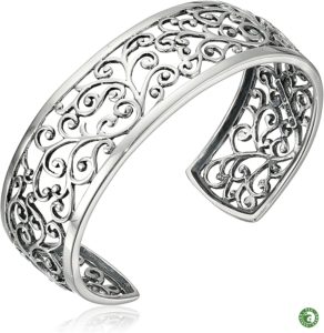 Sterling Silver Filigree Open Cuff Bracelet 6.5" by Amazon